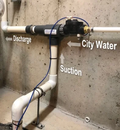 Water-Powered Backup Sump Pump Illustration